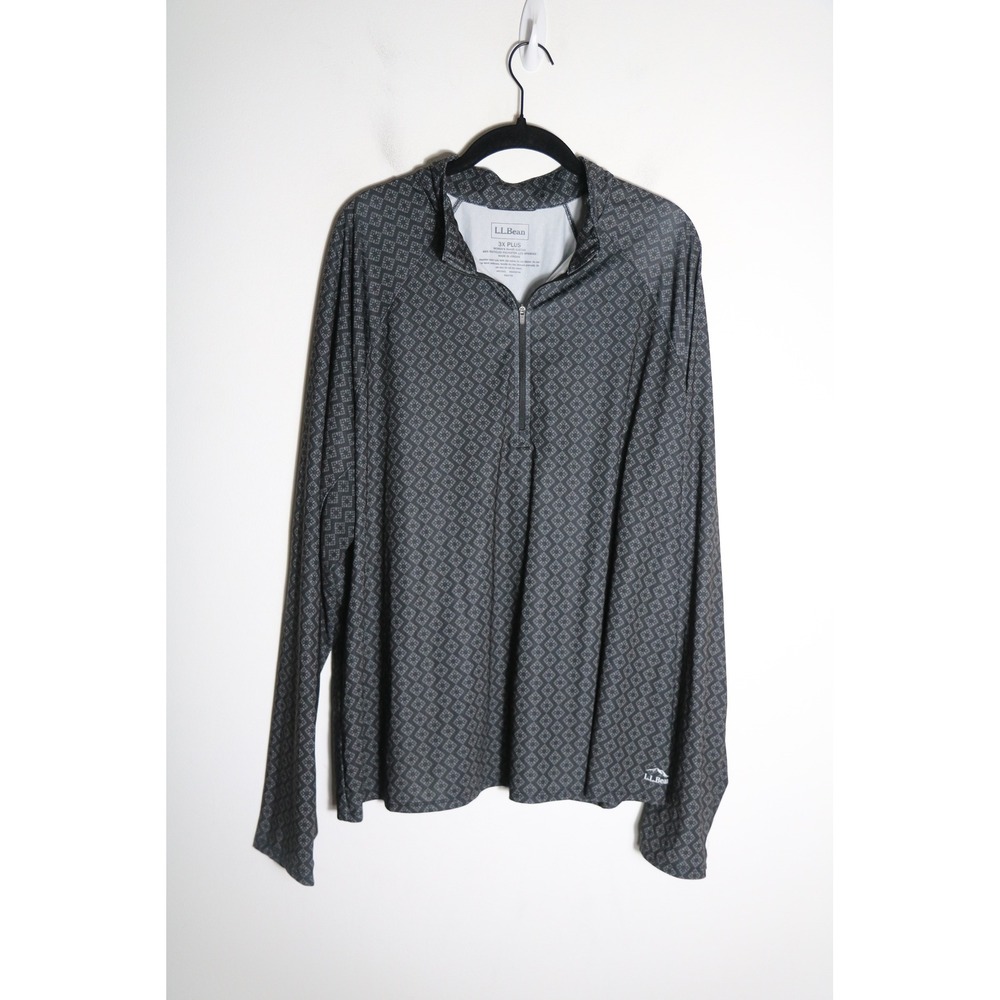 LL Bean Womens Access Trail Pullover 3X Long Sleeve Quarter Zip Midnight Diamond
